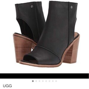UGG Black Peep-Toe Heeled Boots
